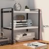 Desktop Organizer Shelf Office Storage Rack Computer Desk Bookshelf Adjustable Display Shelf for Office Supplies (Black) - Image 2