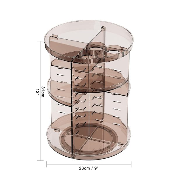 Rotating Makeup Organizer Countertop, DIY Adjustable Trays Spinning Skincare Organizers, Cosmetic Display Shelf with Perfume & Brush Holder, Multi-Function Desk Storage Carousel for Vanity Bathroom - Image 2