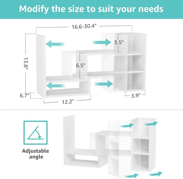 Desk Shelves Desktop Orgnizer Shlef - White Office Organization for Top of Desk Organizers and Accessories Corner Bookshelf Table Top Shelving Small Hutch Decorations for Women Office - Image 2