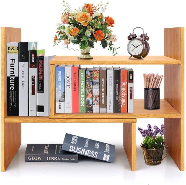 Adjustable Desktop Bookshelf, Desk Organizer Display Shelf Counter Top Bookcase Free Style Display Shelf Rack Office Supplies Storage Shelf Book Multipurpose Bookshelf for Office Kitchen