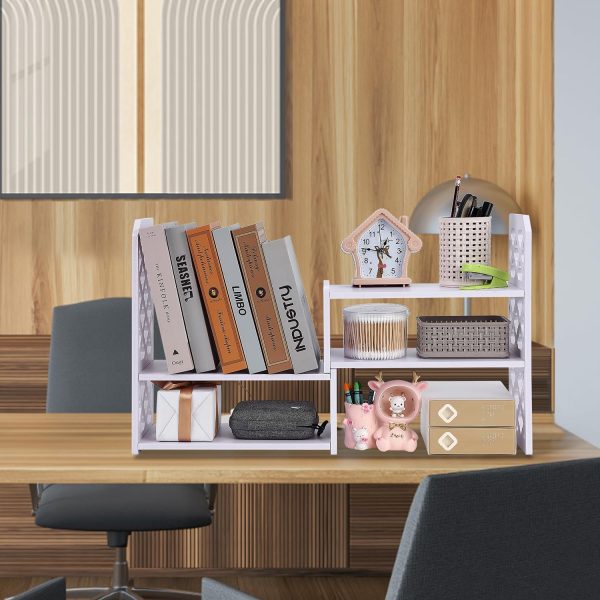 Desktop Organizers Shelves for Office Desk, Small Bookshelf for Desktop Storage, PVC Adjustable Display Shelf, Makeup Shelf for Dorm, Home Decor - Image 2