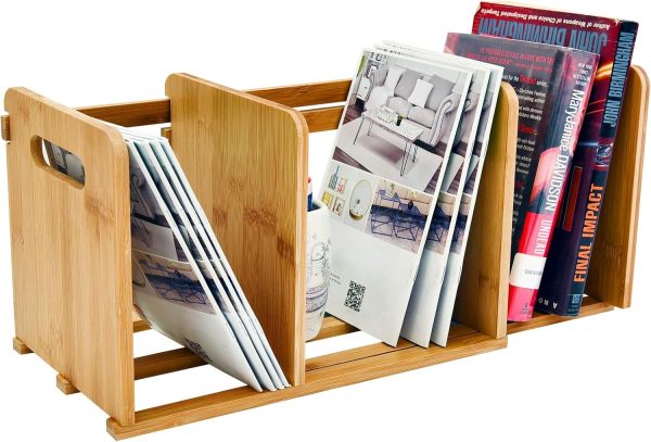 Bamboo Desktop Bookshelf Small Book Rack Adjustable Desk Storage Organizer